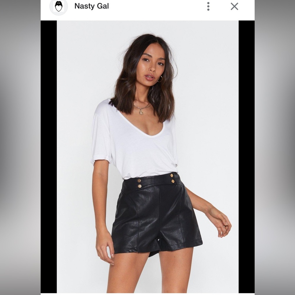 Nasty Gal Button It Faux Leather Shorts